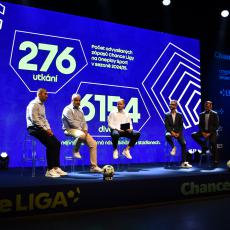 Představitelé Ligové fotbalové asociace, dále Chance Ligy a OnePlay Sport při besedě o novém ročníku Chance Ligy