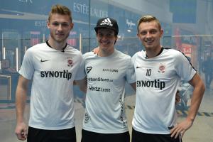 Fotbalisté Ladislav Krejčí a Jakub Brabec si zahráli squash s mistrem ČR s Janem Koukalem